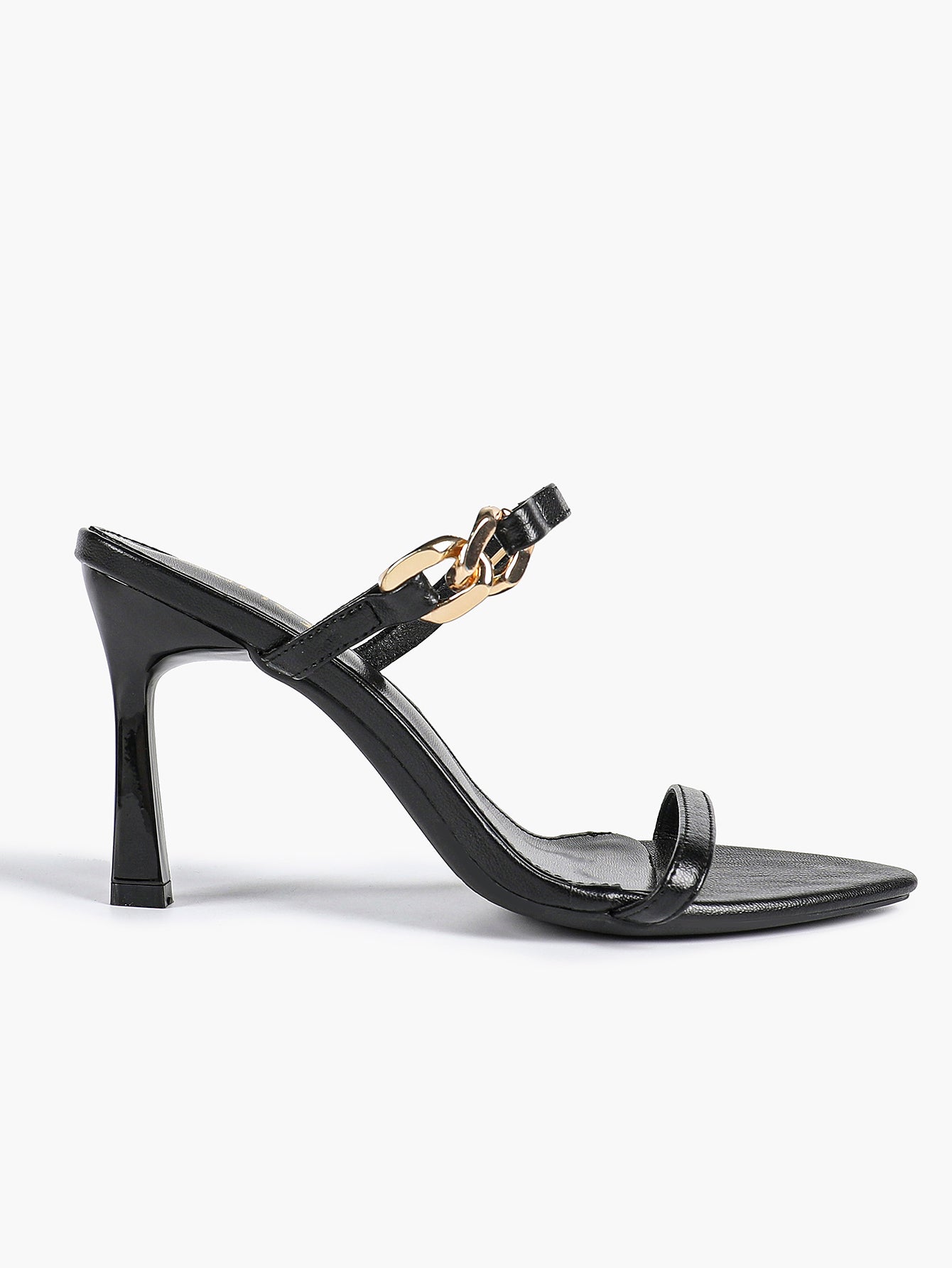 Chain Detail Open Toe High Heel Mules - Daily Party Sandals