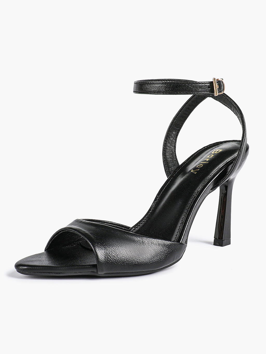 White Ankle Strap Open Toe Block Heeled Sandals - Wedding Party Office