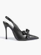 Pointed Toe Bow Detail Slingback Heels - Office Formal Evening Pumps