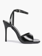 Women's Black Square Toe Ankle Strap Heeled Sandals Wedding Party Casual Shoes