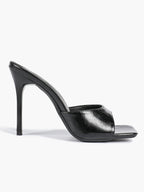 Leather Square Toe High Heel Mules Slip-On Stiletto Sandals Wedding Casual Shoes