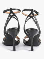 Crisscross Strappy Ankle Strap Metallic Silver Stiletto Sandals Party Date Night