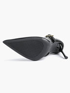 Elegant Black Pointed Stiletto Heels | Leather Strap with Gold Buckle ISHIFIVAN