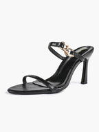 Chain Detail Open Toe High Heel Mules - Daily Party Sandals