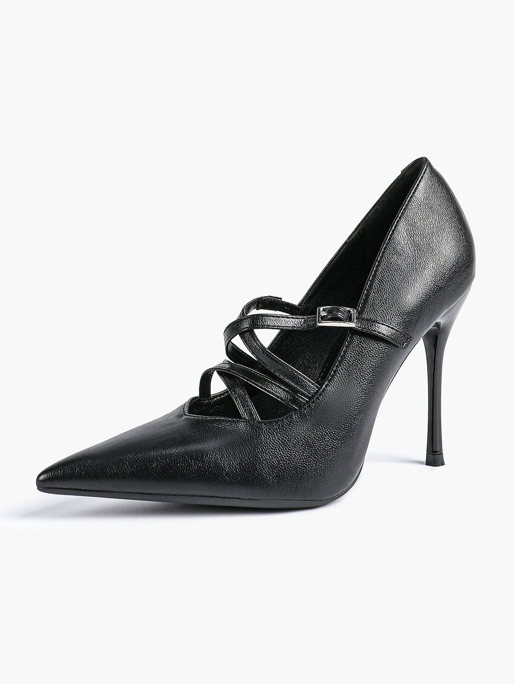 Cross Buckle Slingback Heels - Classic Pointed Toe Pumps