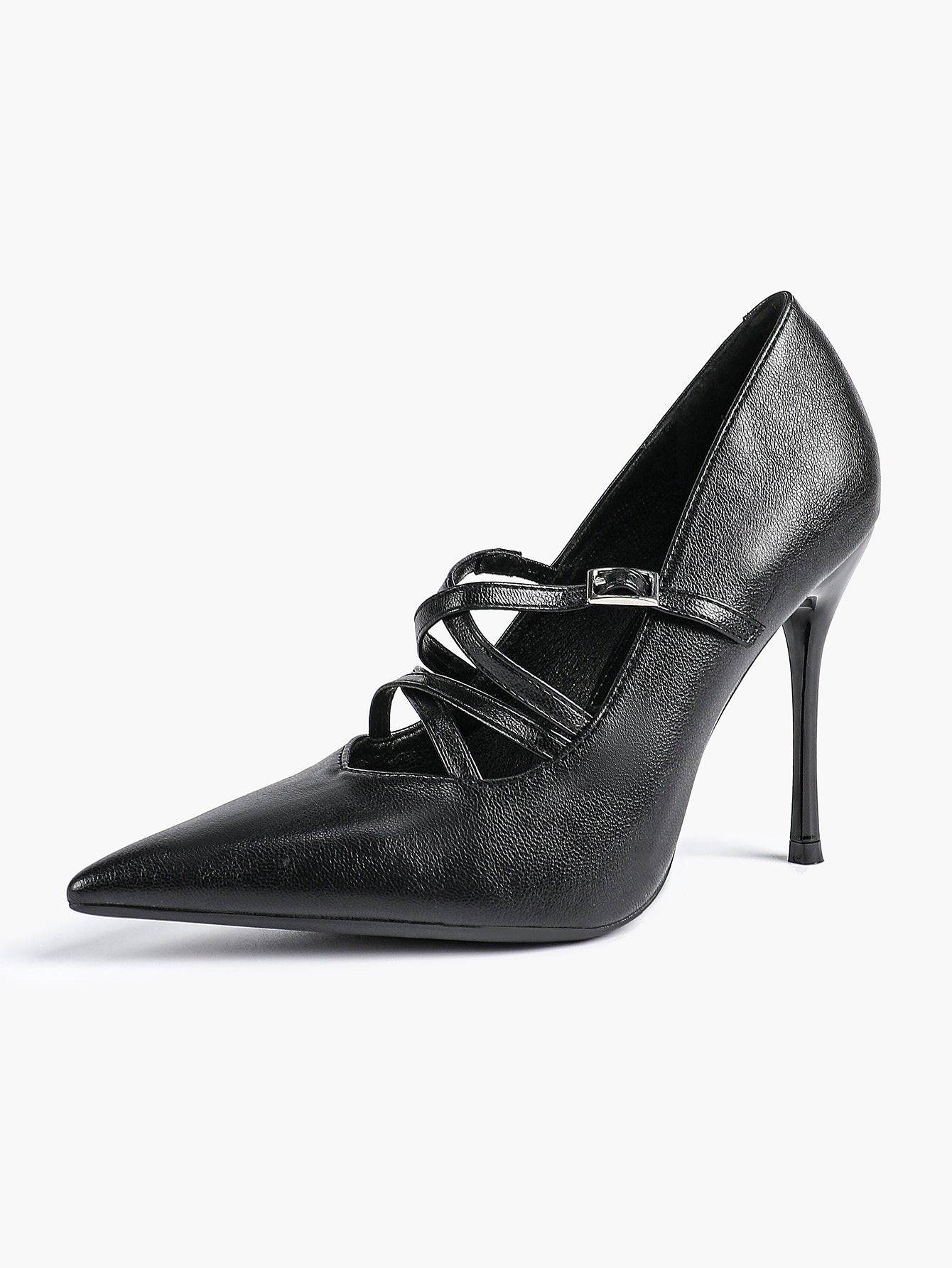 Cross Buckle Slingback Heels - Classic Pointed Toe Pumps