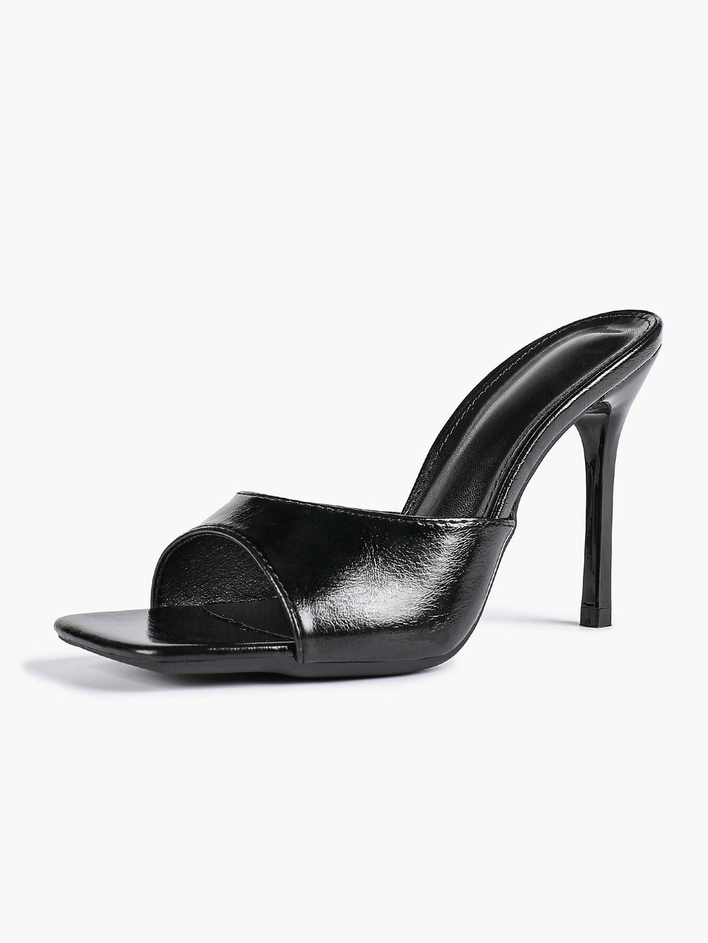 Leather Square Toe High Heel Mules Slip-On Stiletto Sandals Wedding Casual Shoes