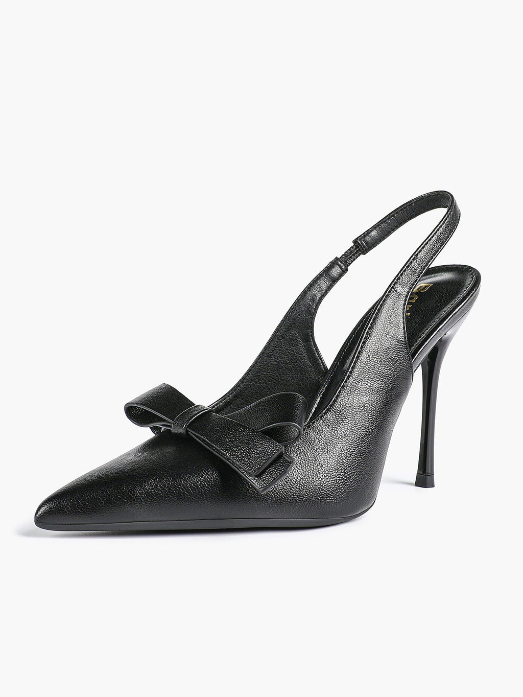 Pointed Toe Bow Detail Slingback Heels - Office Formal Evening Pumps