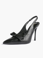 Pointed Toe Bow Detail Slingback Heels - Office Formal Evening Pumps
