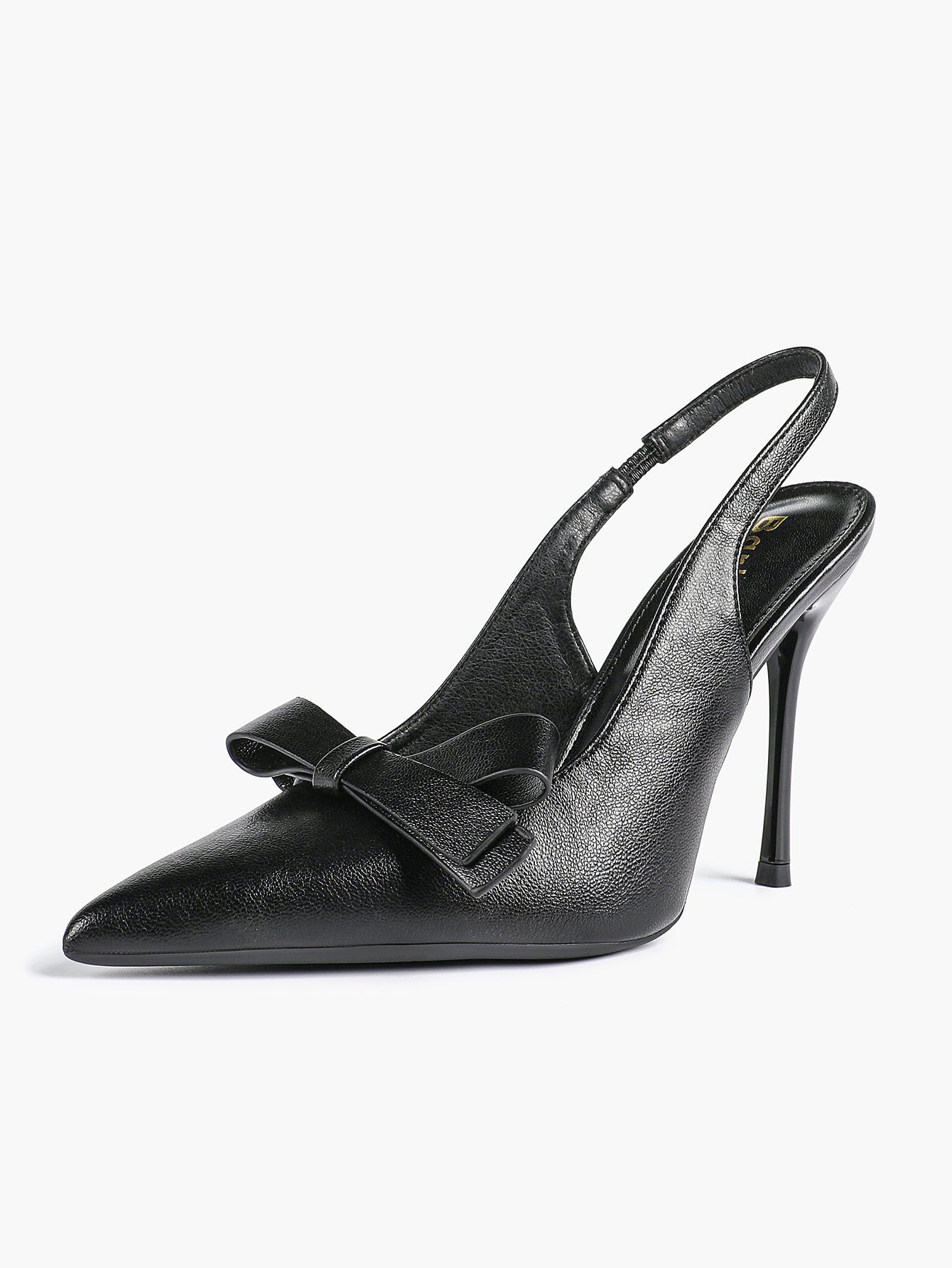 Pointed Toe Bow Detail Slingback Heels - Office Formal Evening Pumps