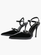 Double Strap Slingback Pointed Toe Stiletto Heels - Mary Jane Style Pumps