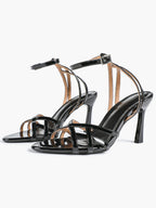 Crisscross Strappy Ankle Strap Metallic Silver Stiletto Sandals Party Date Night