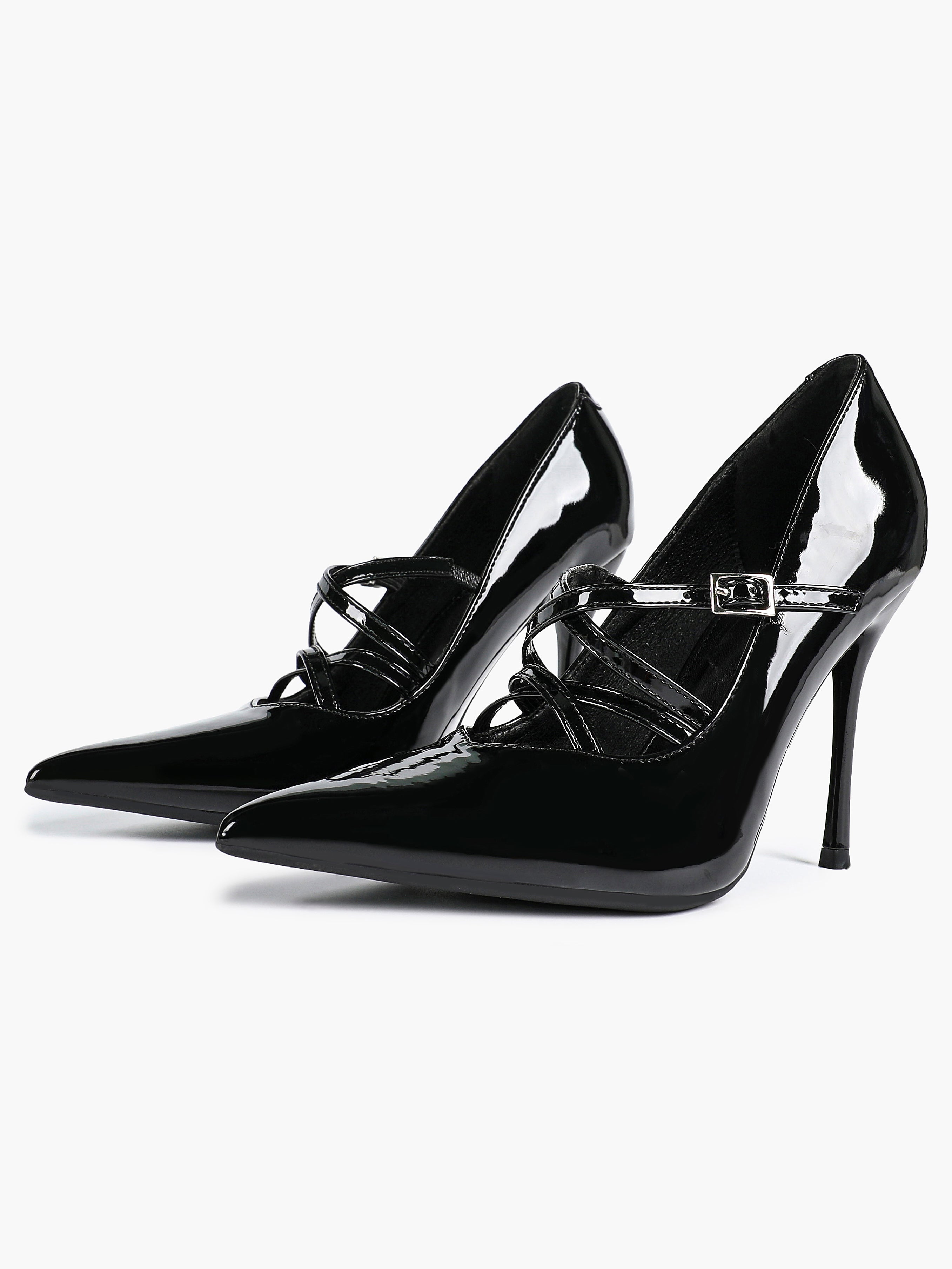 Cross Buckle Slingback Heels - Classic Pointed Toe Pumps
