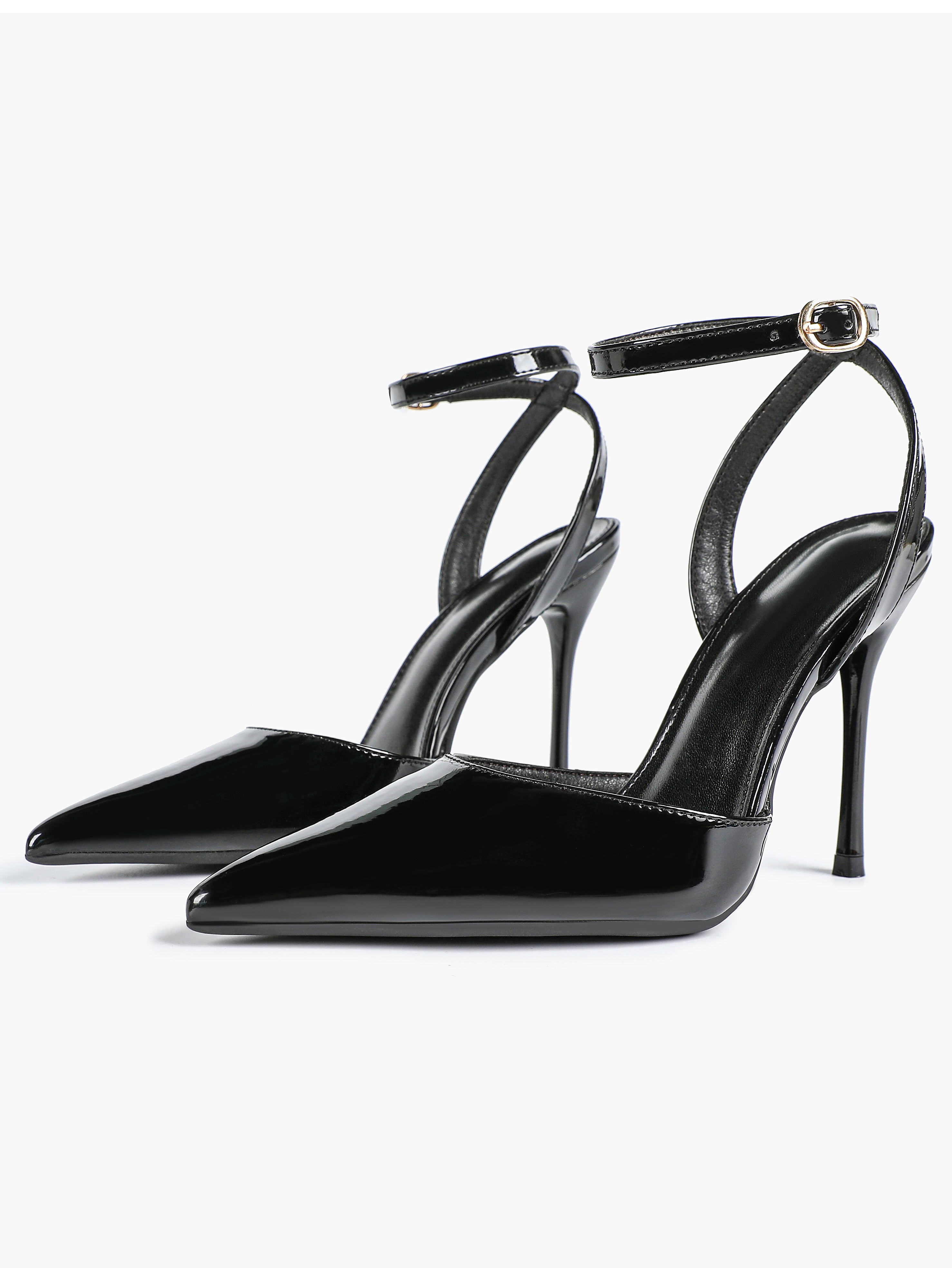 Classic Pointed Toe Ankle Strap Stilettos - Formal Event Heels