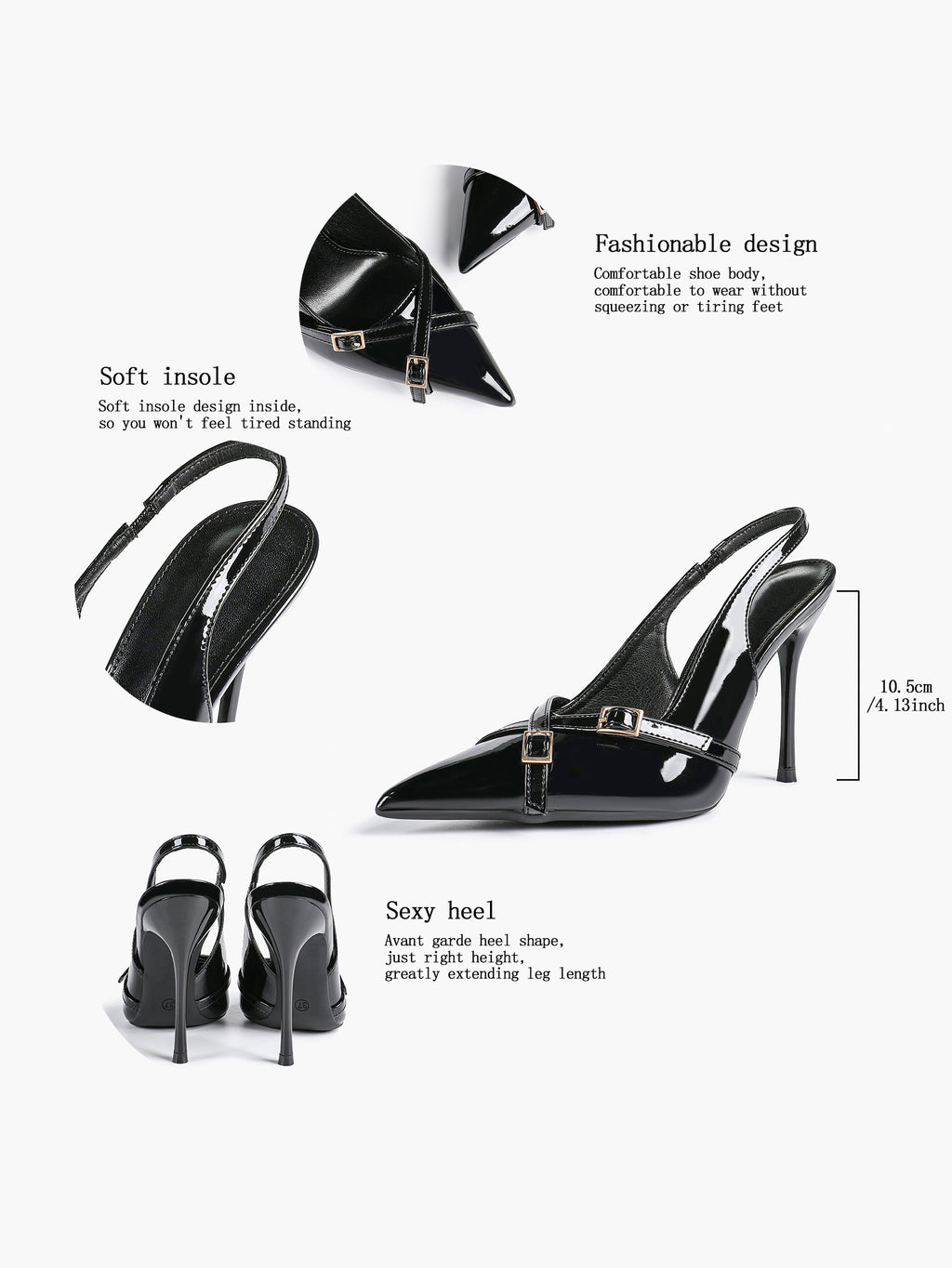Women's Buckle Accent Pointed Toe Pumps Heels - Party Date Night Heels