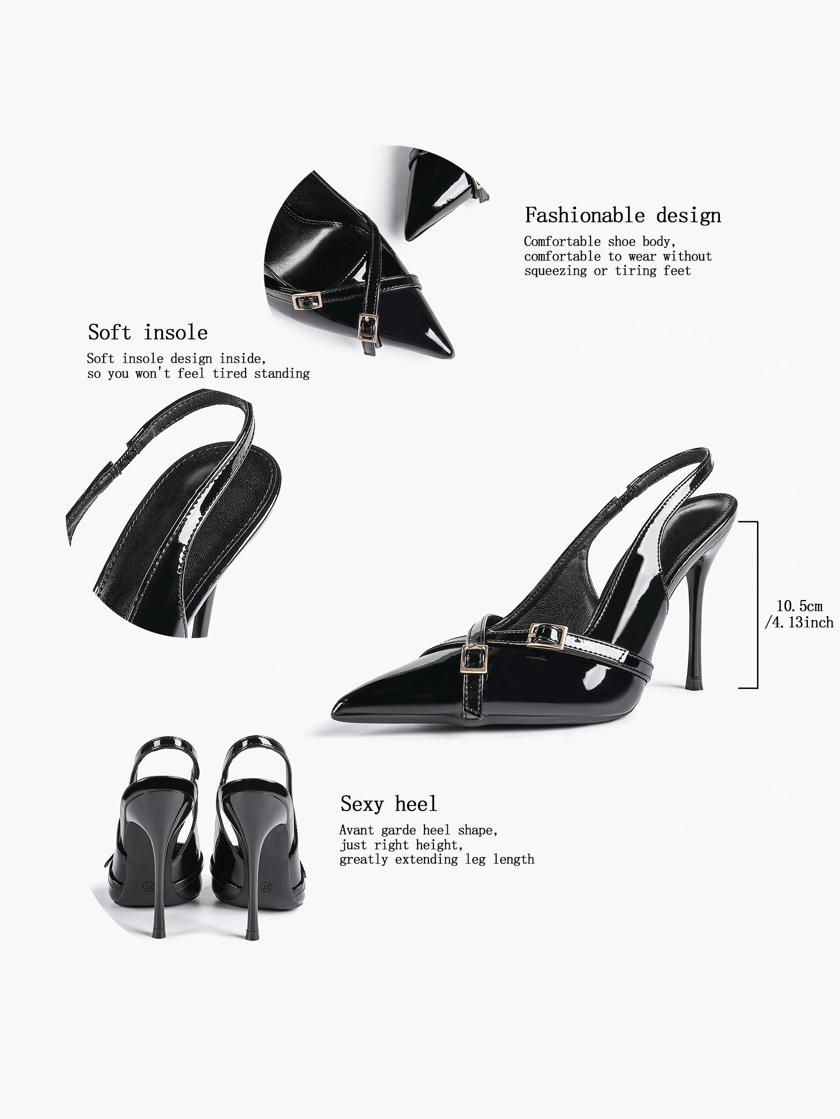 Women's Buckle Accent Pointed Toe Pumps Heels - Party Date Night Heels