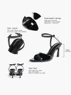 Open Toe Single Band Ankle Strap Heels Adjustable Sandals for Summer Date