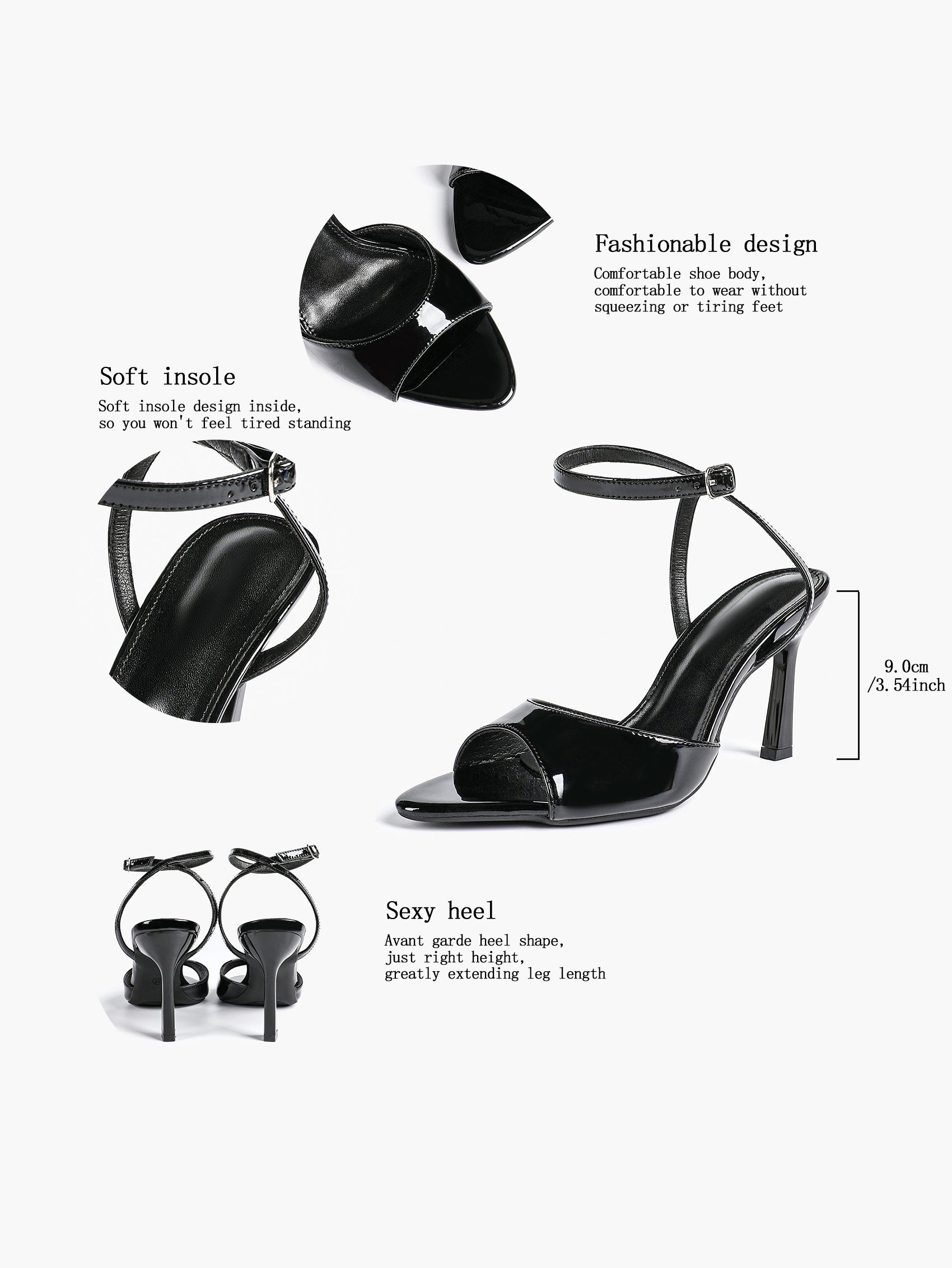 Open Toe Single Band Ankle Strap Heels Adjustable Sandals for Summer Date