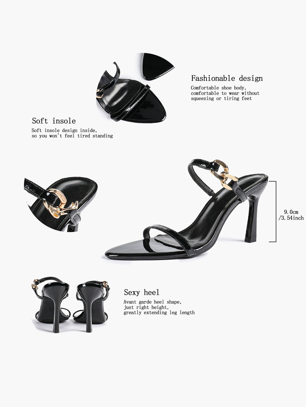 Chain Detail Open Toe High Heel Mules - Daily Party Sandals
