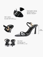 Chain Detail Open Toe High Heel Mules - Daily Party Sandals