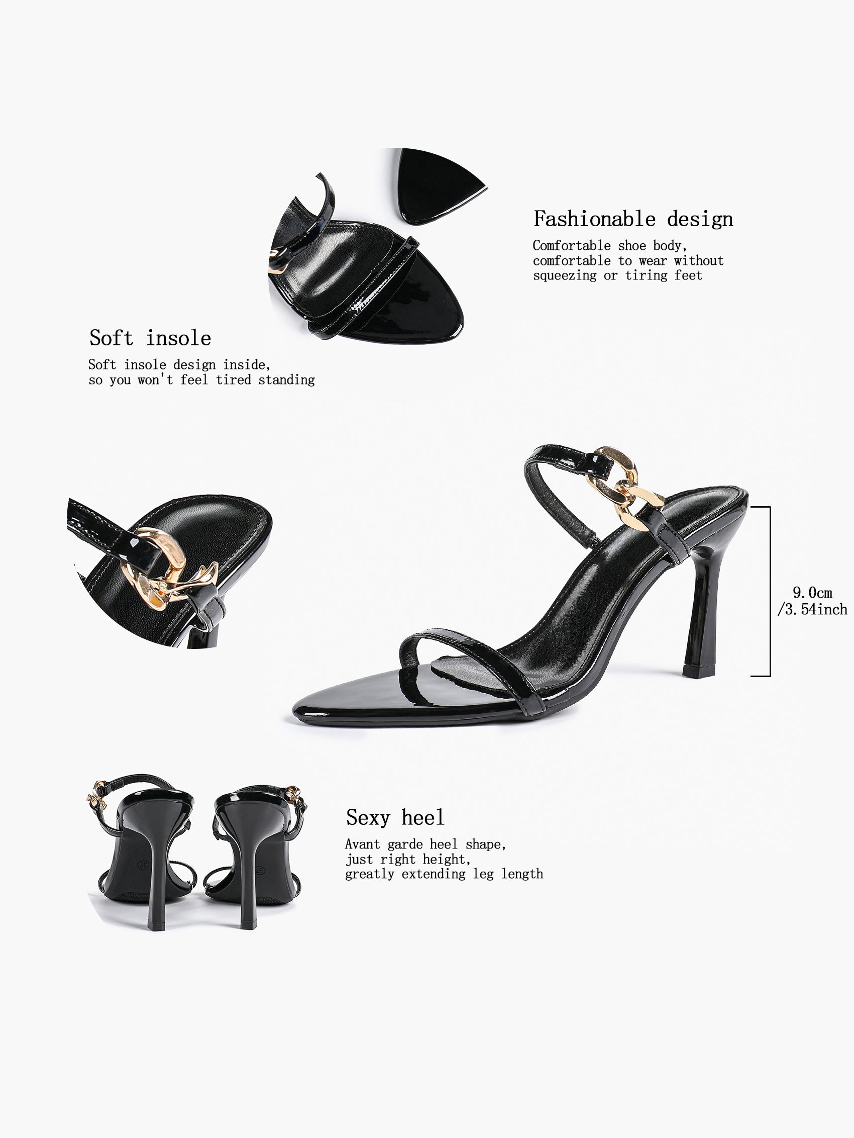 Chain Detail Open Toe High Heel Mules - Daily Party Sandals