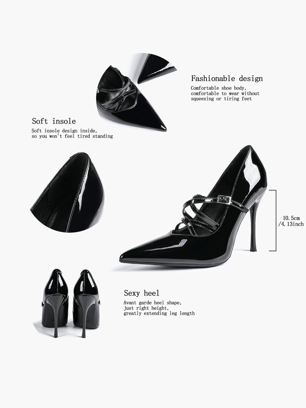 Cross Buckle Slingback Heels - Classic Pointed Toe Pumps