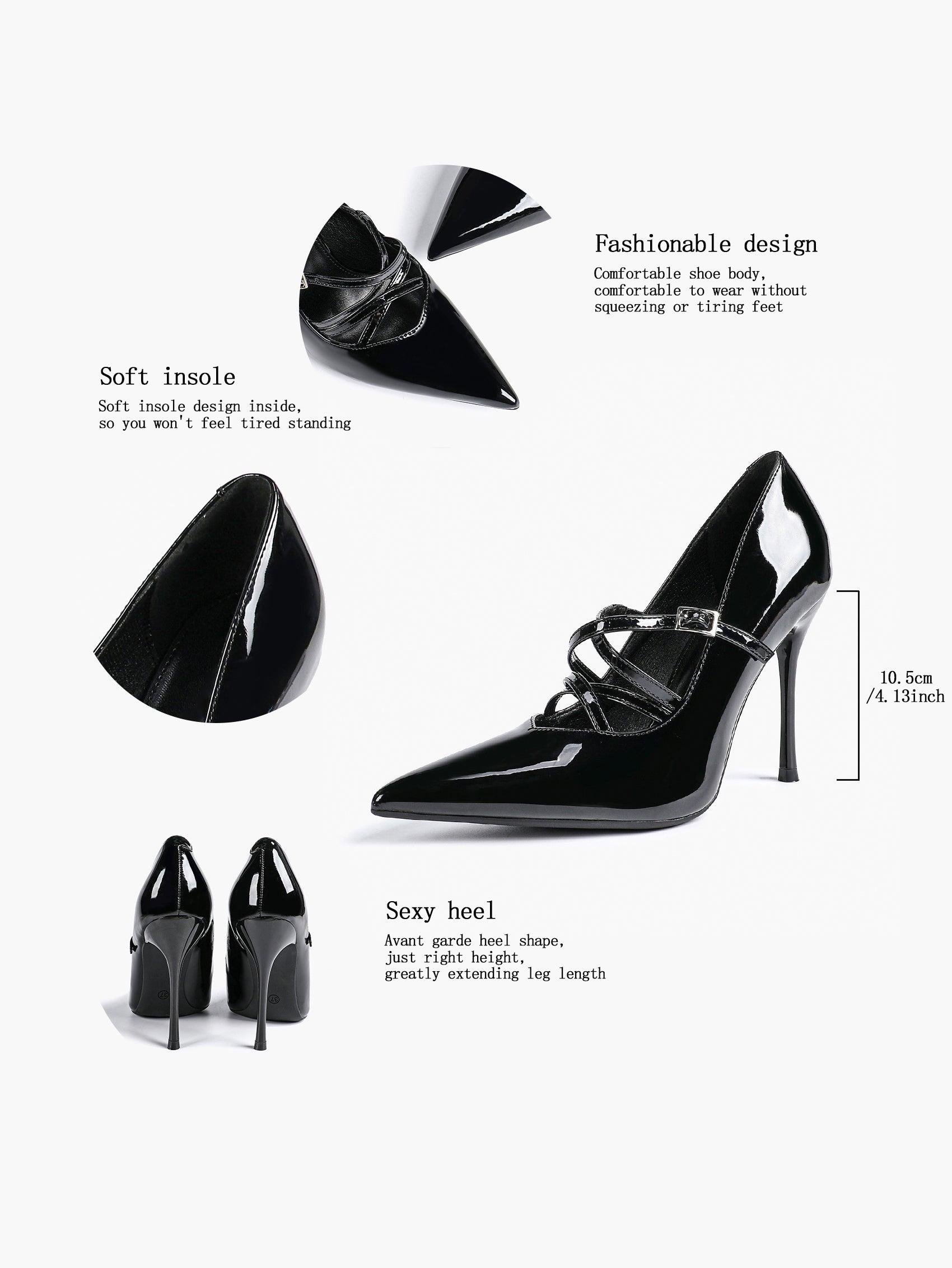 Cross Buckle Slingback Heels - Classic Pointed Toe Pumps