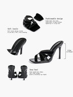 Patent Leather Crisscross Strap High Heel Mules Square Toe Slip-On Daily Wear