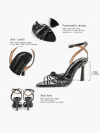 Gold Metallic Knotted Multi-Strap Open Toe Ankle Strap High Heel Sandals