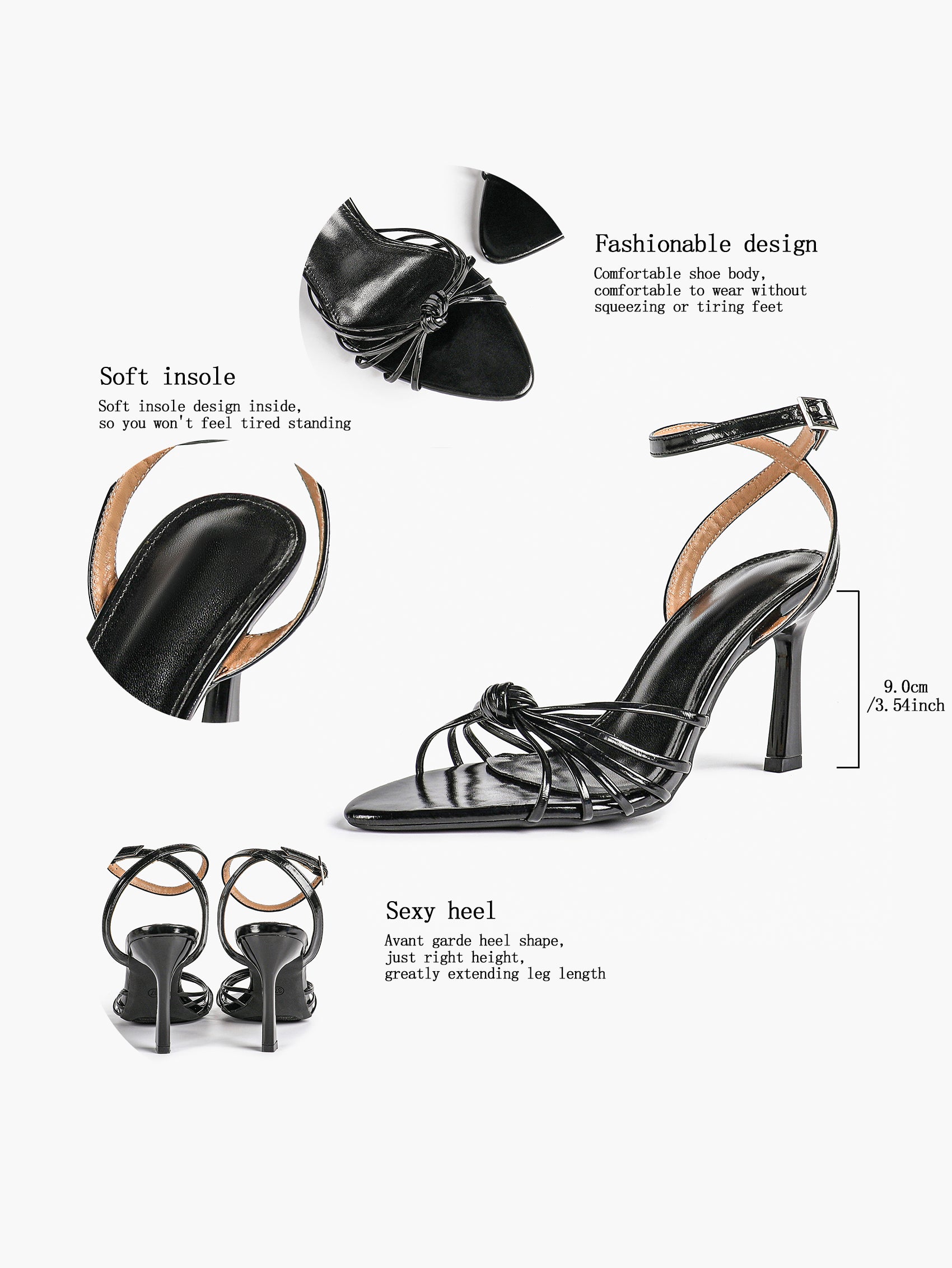 Gold Metallic Knotted Multi-Strap Open Toe Ankle Strap High Heel Sandals