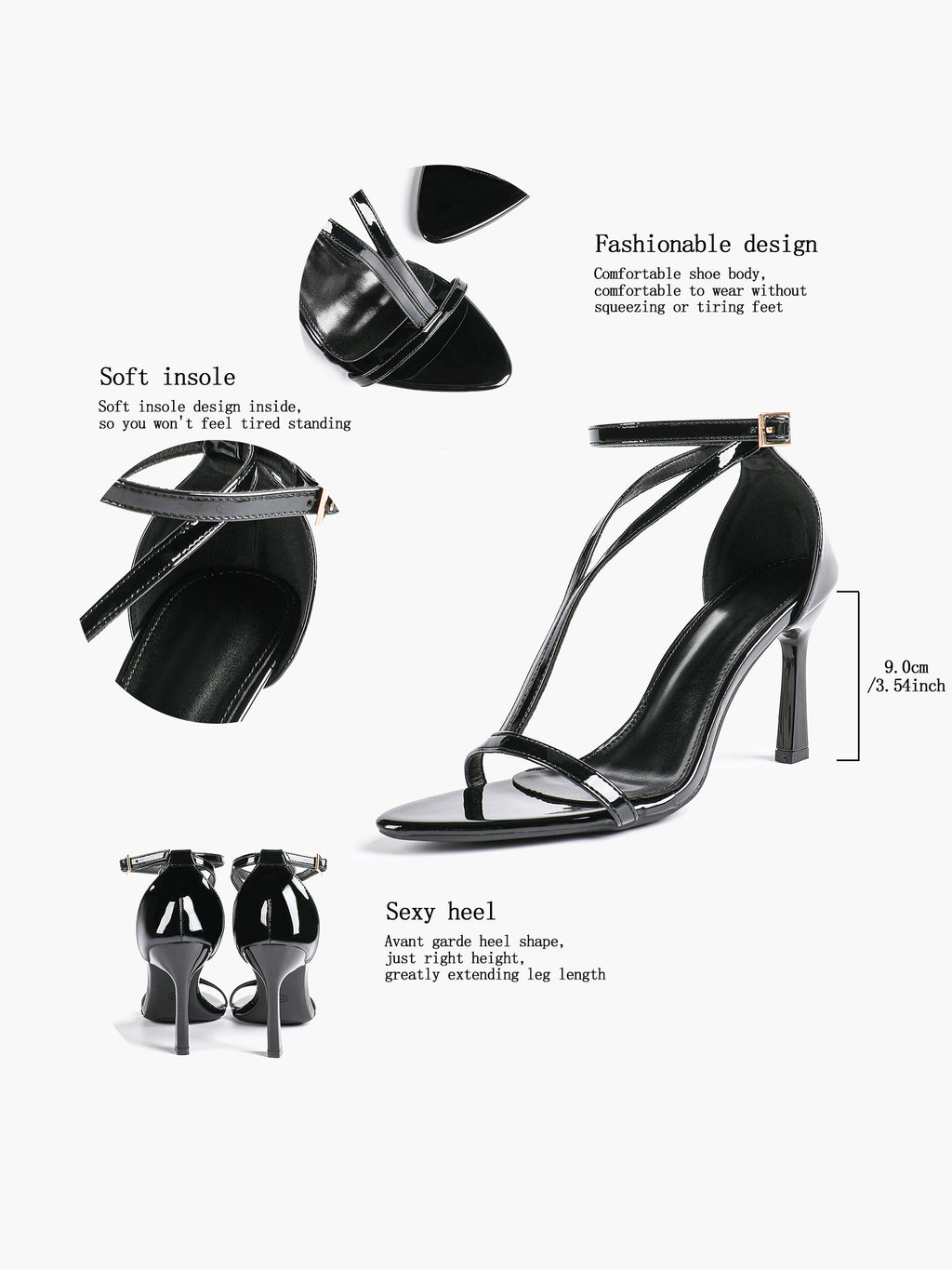 Women's Pointed Toe T-Strap High Heel Sandals -Summer, Wedding Guest, Date Night