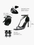 Women's Pointed Toe T-Strap High Heel Sandals -Summer, Wedding Guest, Date Night