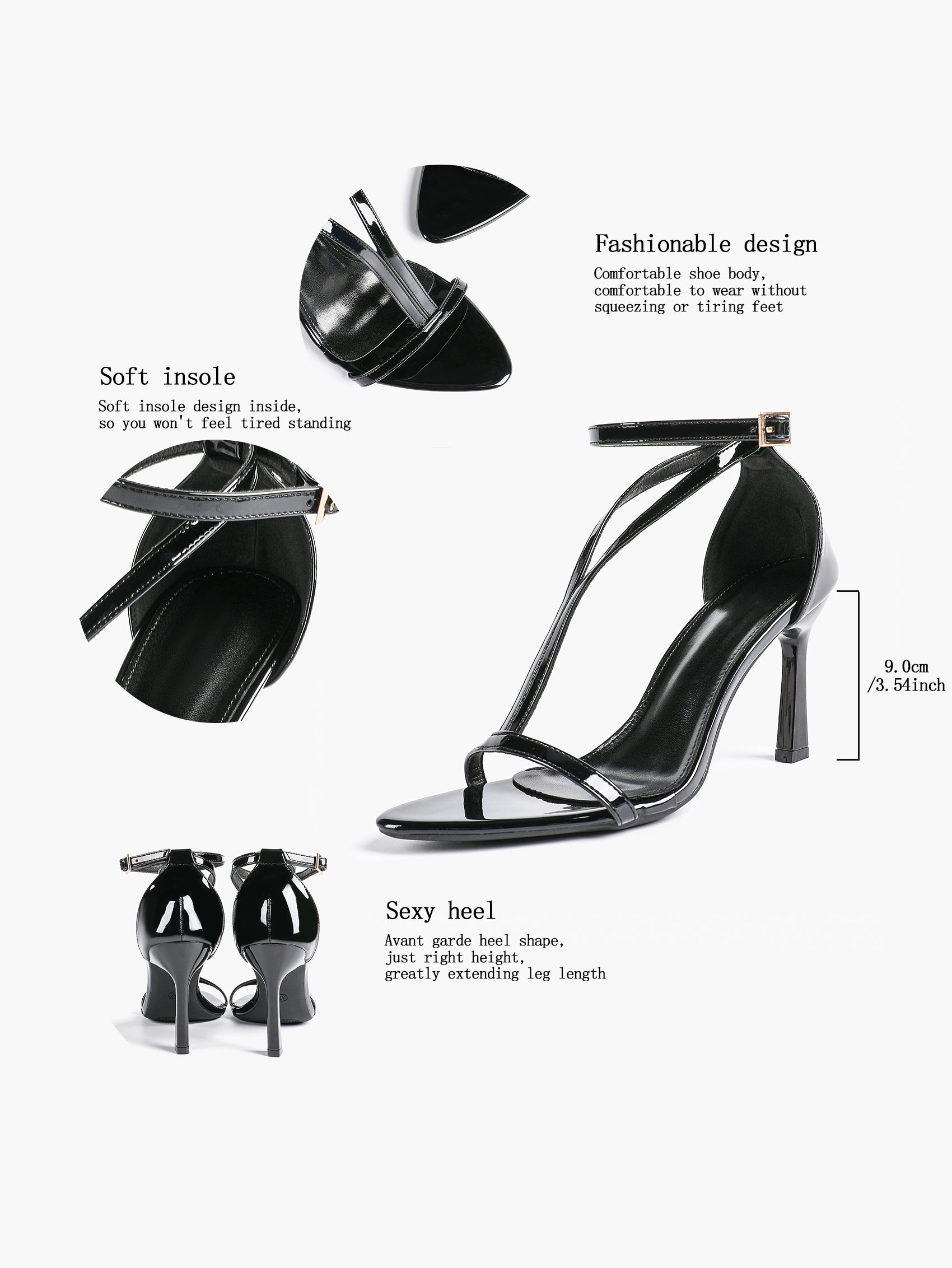 Women's Pointed Toe T-Strap High Heel Sandals -Summer, Wedding Guest, Date Night