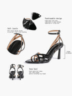 Crisscross Strappy Ankle Strap Metallic Silver Stiletto Sandals Party Date Night