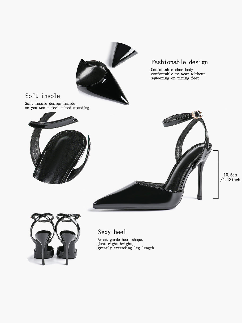 Classic Pointed Toe Ankle Strap Stilettos - Formal Event Heels
