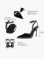 Classic Pointed Toe Ankle Strap Stilettos - Formal Event Heels