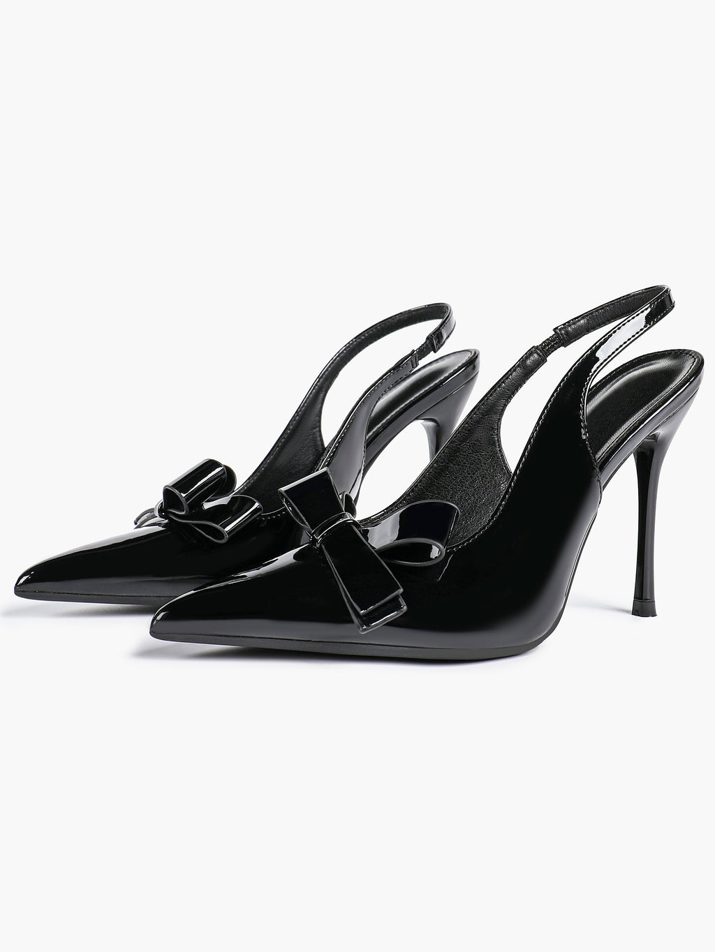 Pointed Toe Bow Detail Slingback Heels - Office Formal Evening Pumps