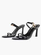 Chain Detail Open Toe High Heel Mules - Daily Party Sandals