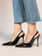 Glossy Patent Slingback Heels | Pointed Toe Formal Heels