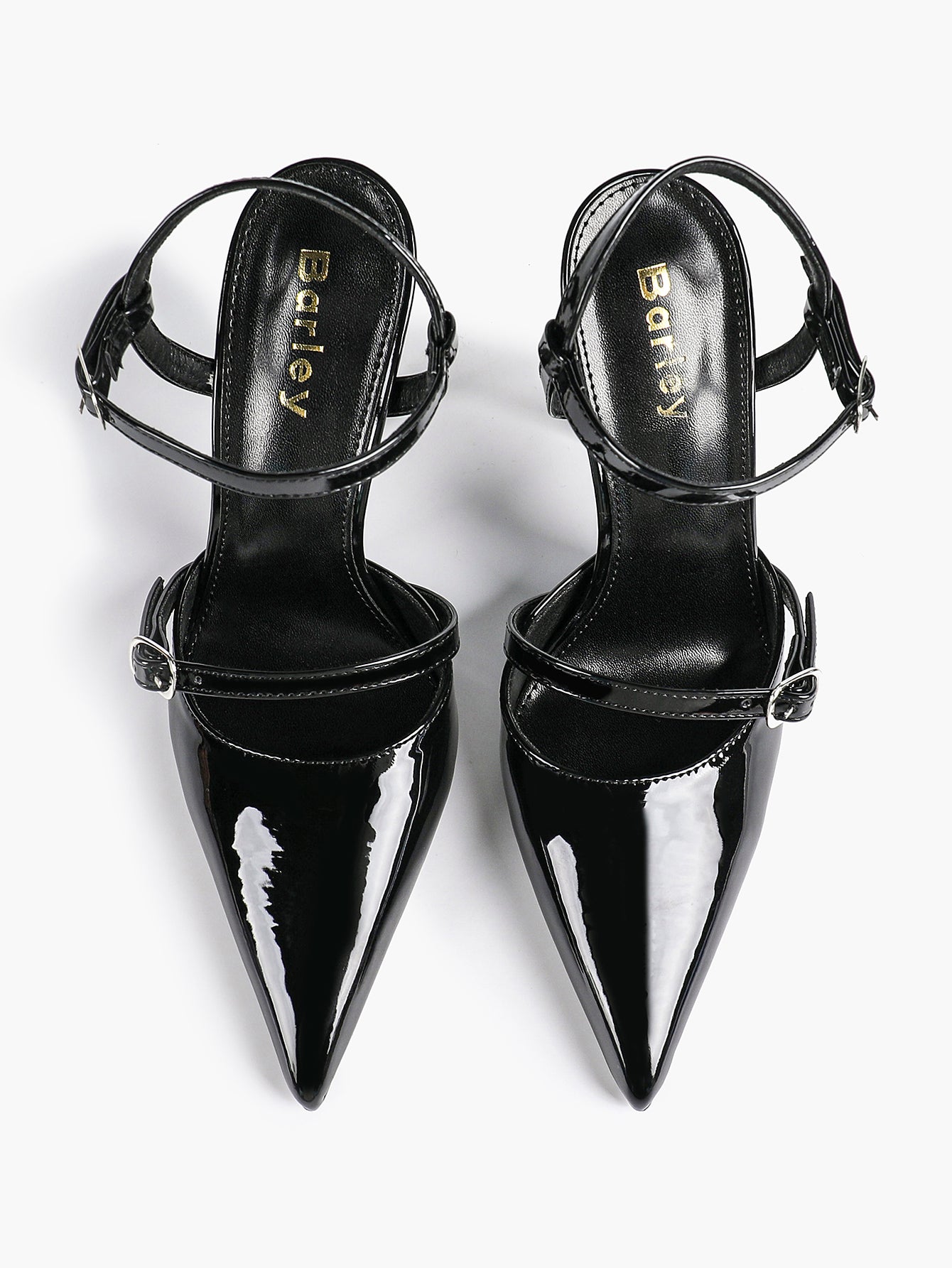Double Strap Slingback Pointed Toe Stiletto Heels - Mary Jane Style Pumps