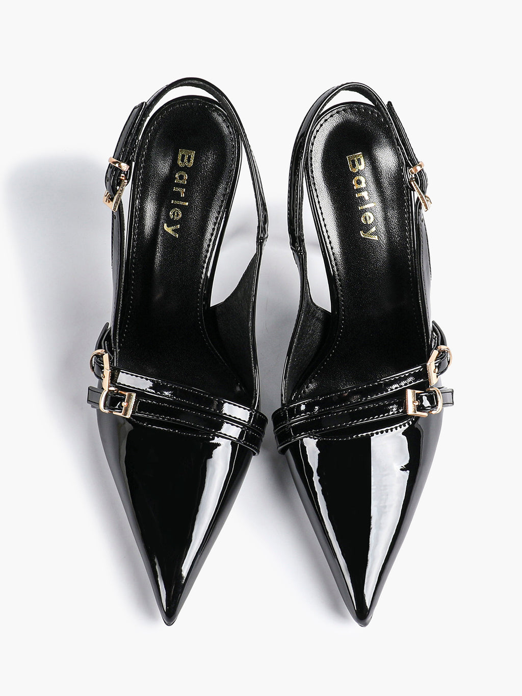 Leather Multi Buckle Slingback Pointed Toe Stiletto Heels-Elegant Dress Shoes