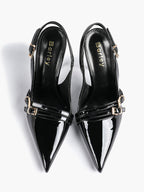 Leather Multi Buckle Slingback Pointed Toe Stiletto Heels-Elegant Dress Shoes