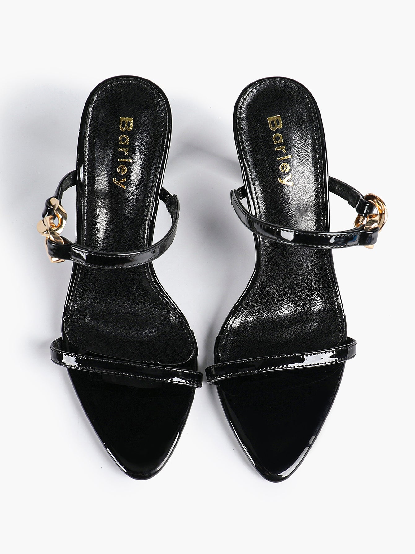Chain Detail Open Toe High Heel Mules - Daily Party Sandals