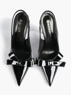 Pointed Toe Bow Detail Slingback Heels - Office Formal Evening Pumps