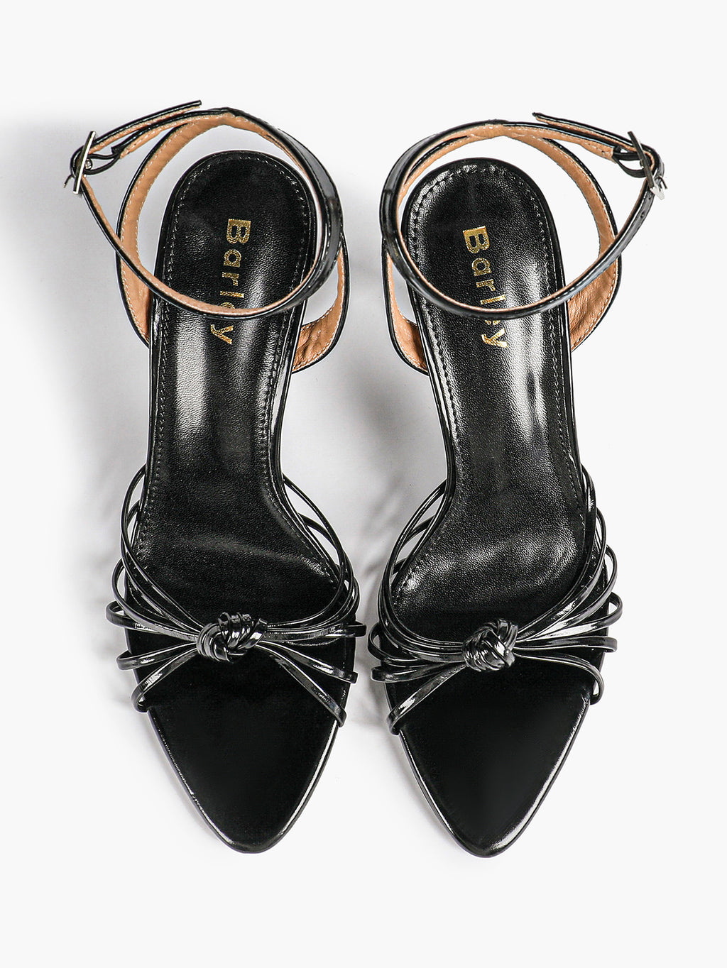 Gold Metallic Knotted Multi-Strap Open Toe Ankle Strap High Heel Sandals