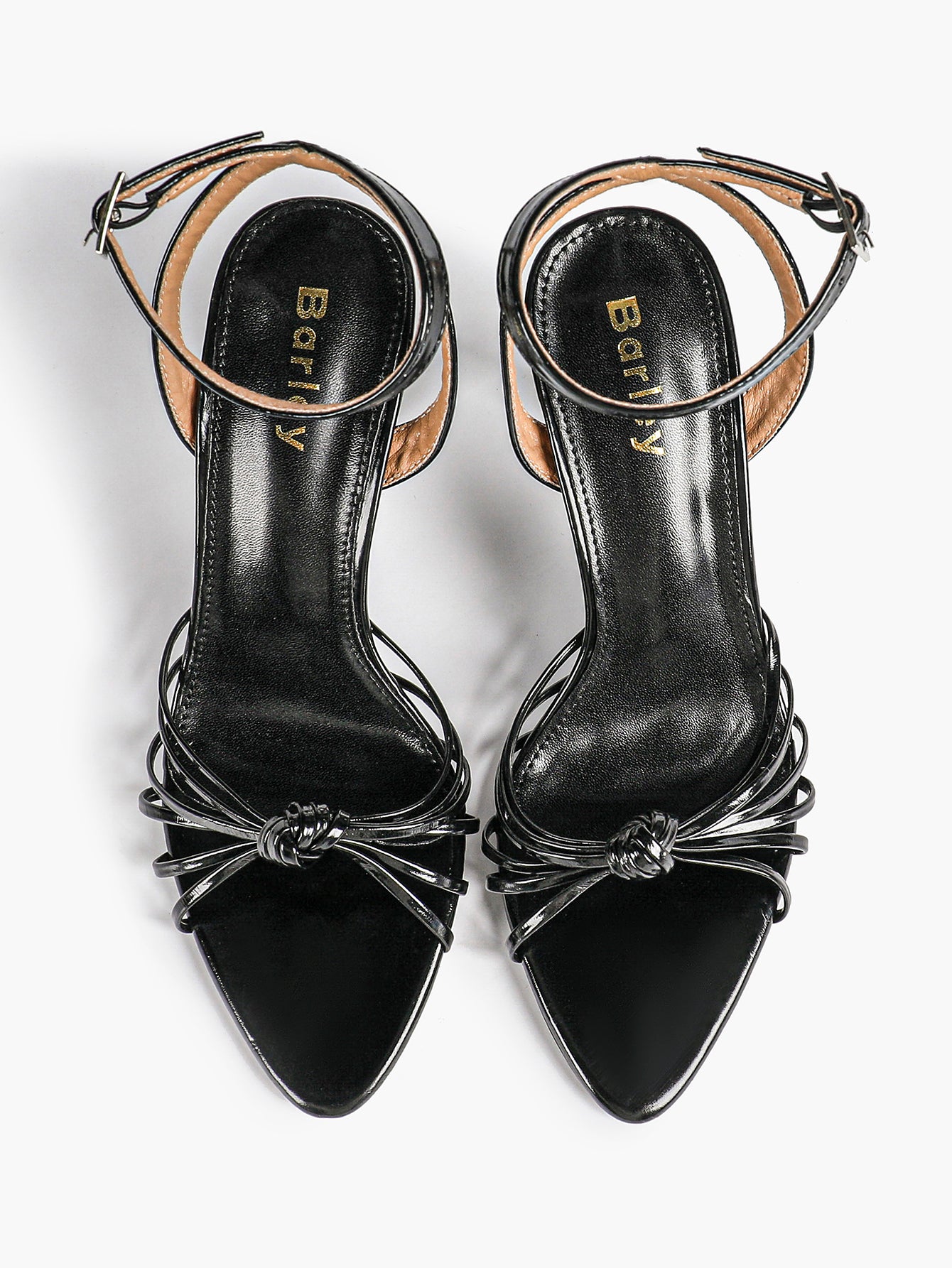 Gold Metallic Knotted Multi-Strap Open Toe Ankle Strap High Heel Sandals