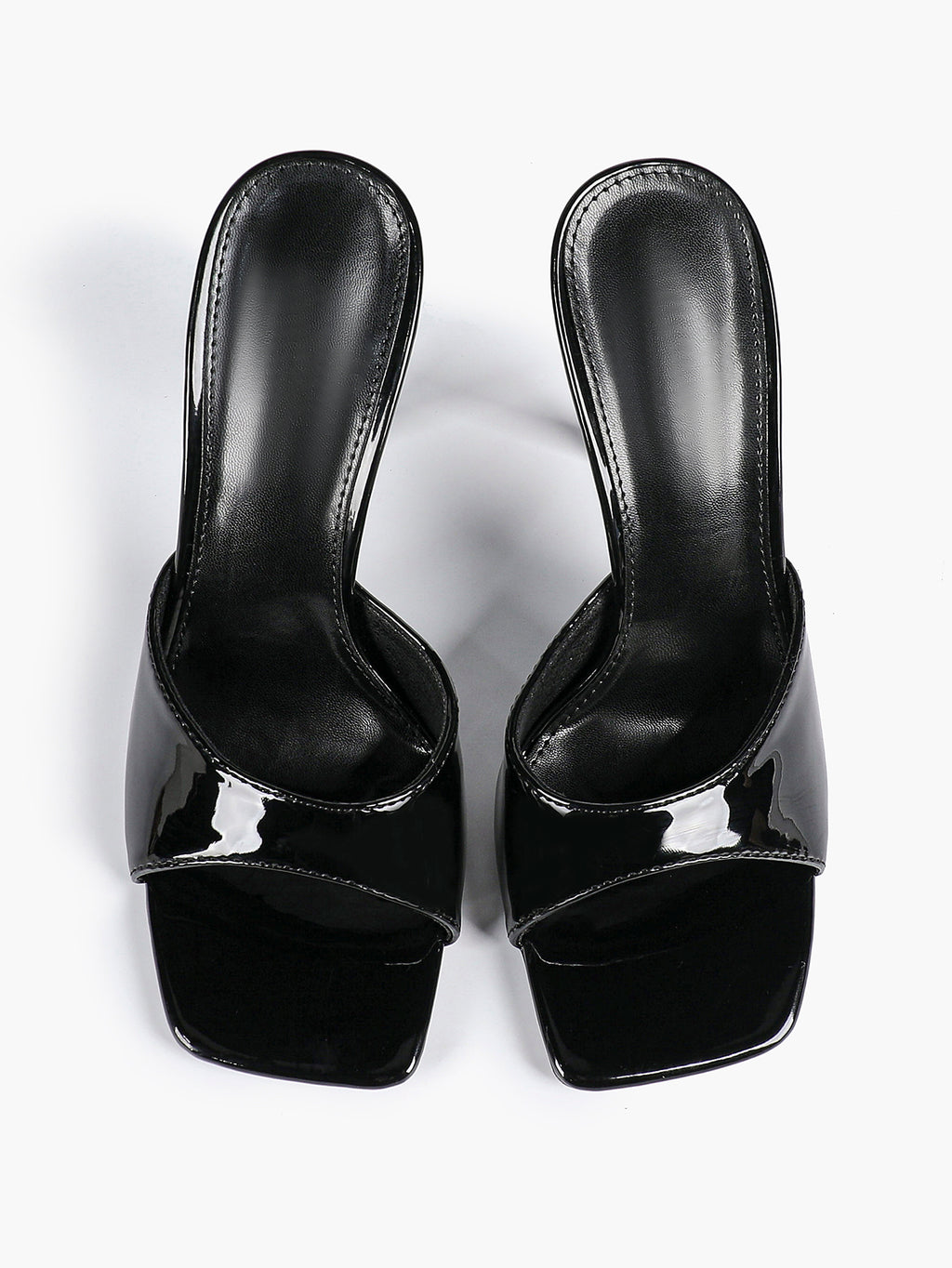Leather Square Toe High Heel Mules Slip-On Stiletto Sandals Wedding Casual Shoes