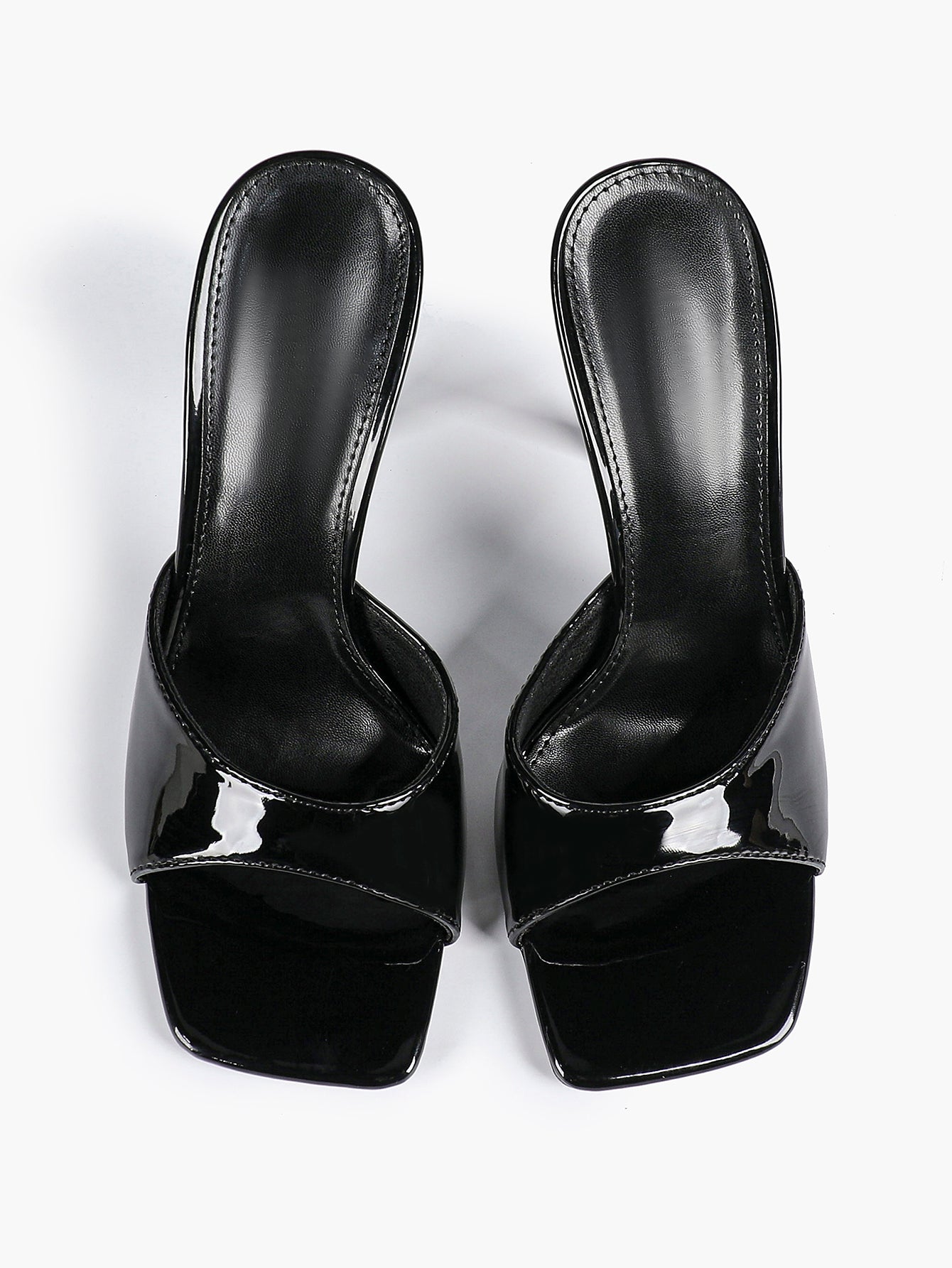 Leather Square Toe High Heel Mules Slip-On Stiletto Sandals Wedding Casual Shoes