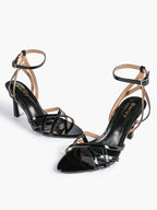 Crisscross Strappy Ankle Strap Metallic Silver Stiletto Sandals Party Date Night