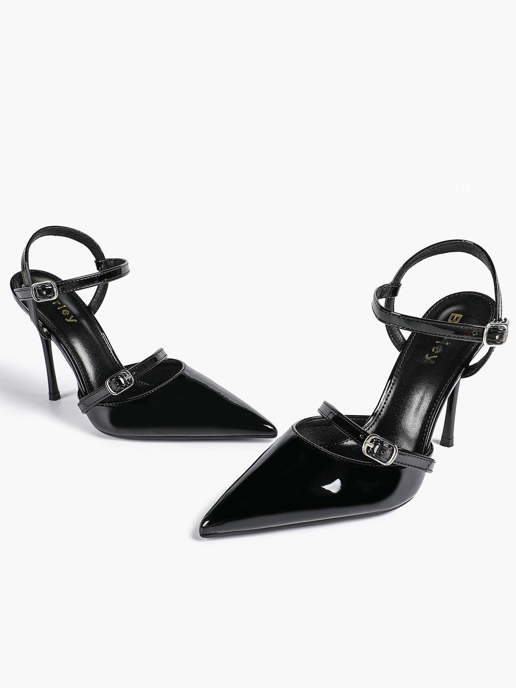 Double Strap Slingback Pointed Toe Stiletto Heels - Mary Jane Style Pumps